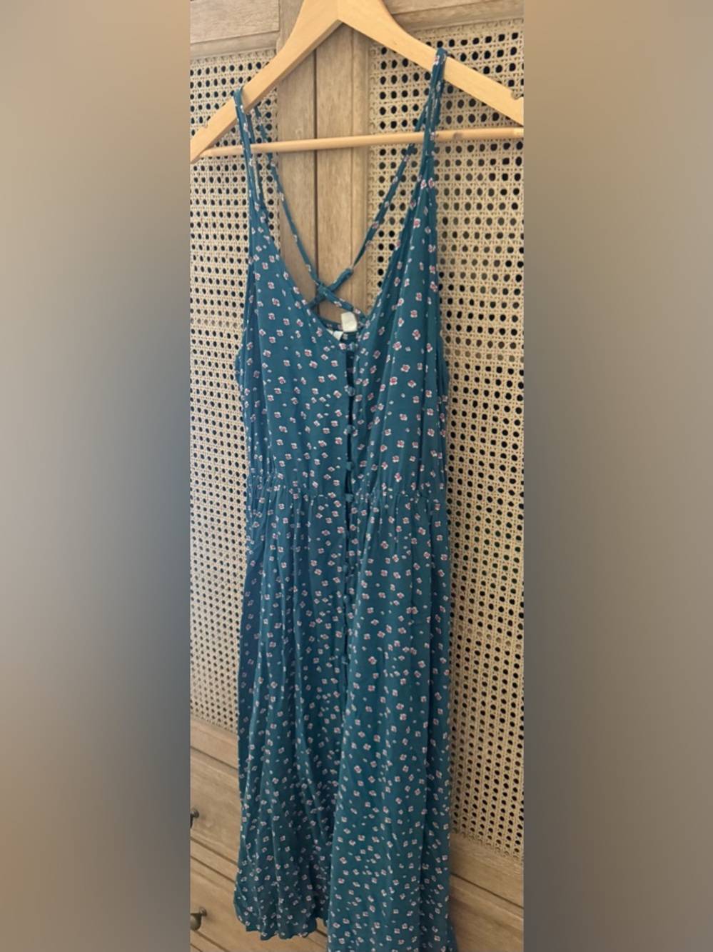 Roxy Teal Floral Button-Front Maxi Dress